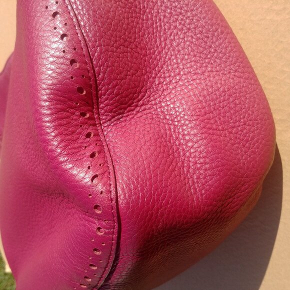 Kate Spade large shoulder bag purse 100% cow leather raspberry pink burg… - Picture 9 of 15